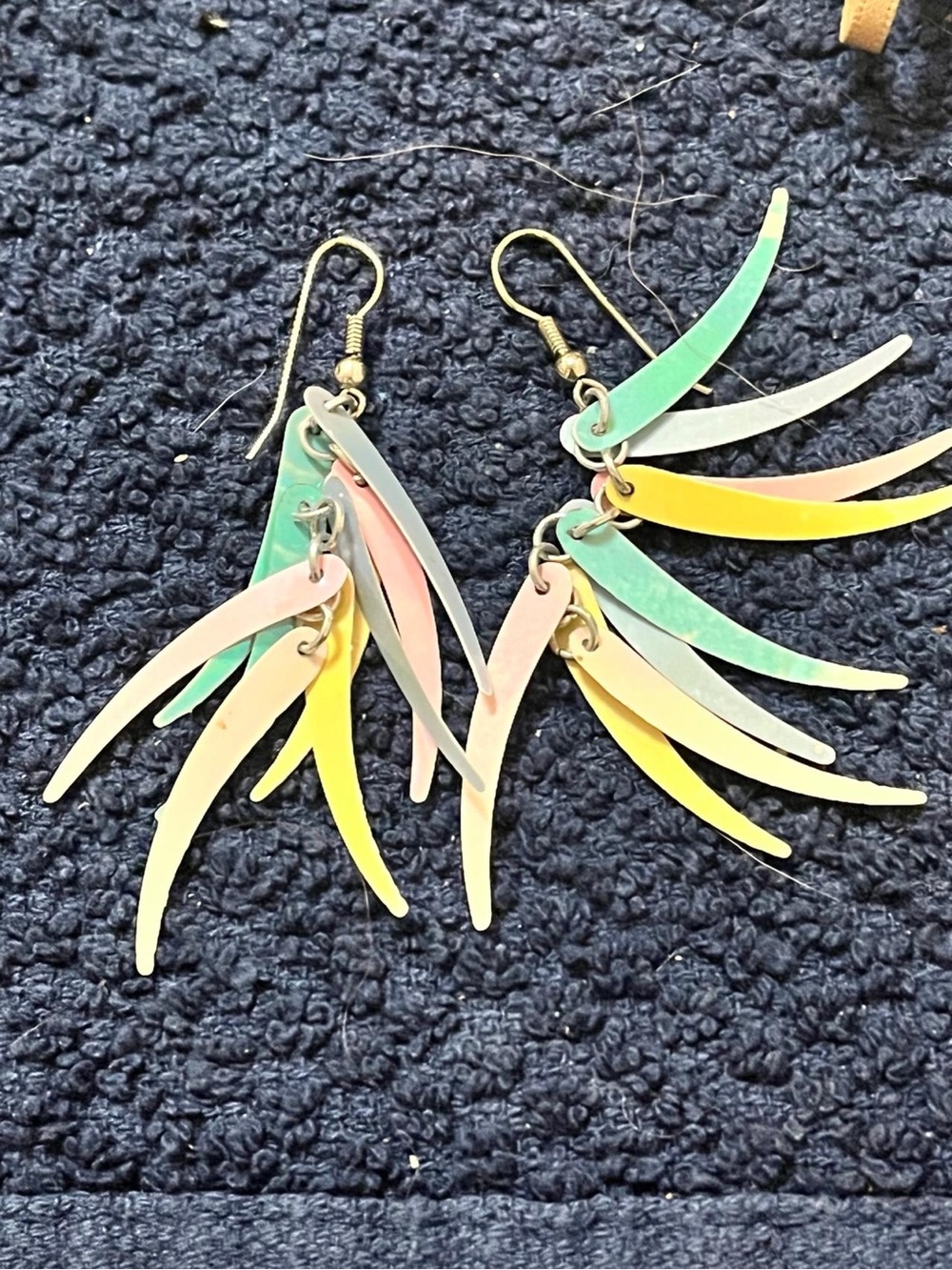 Colorful Multi-Teardrop Dangle Earrings - Pastel Yellow, Green, Pink